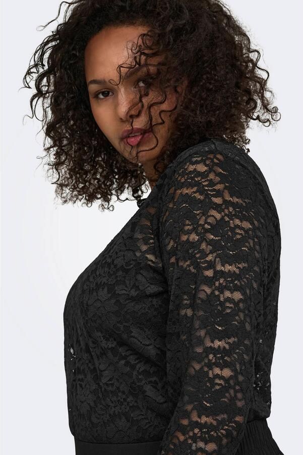 ONLY CARMAKOMA kanten gebloemde top Plus Size zwart - Foto 3