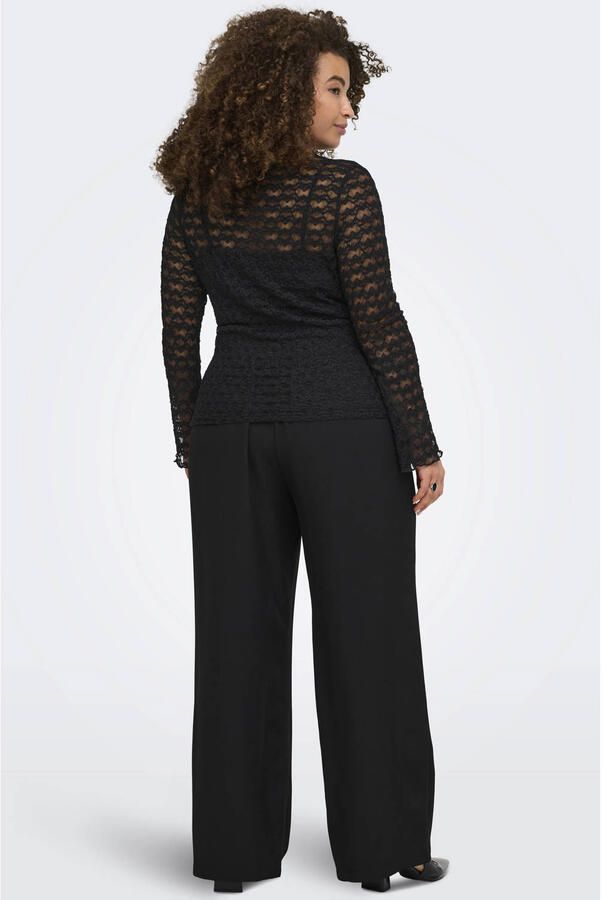 ONLY CARMAKOMA kanten top Plus Size met print zwart - Foto 2