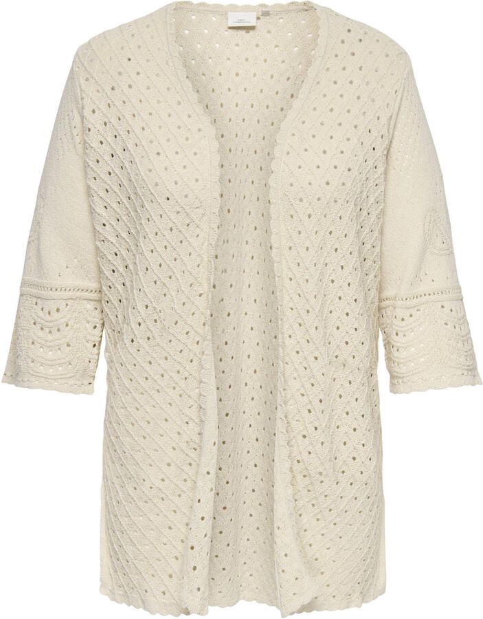 ONLY CARMAKOMA katoenen gebreid vest Plus Size beige