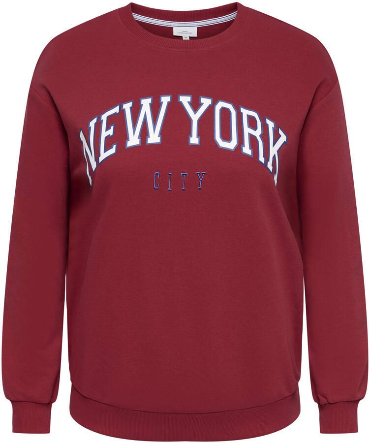 ONLY CARMAKOMA katoenen sweater Plus Size met print rood