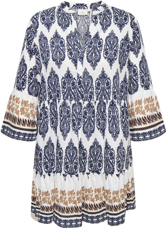 ONLY CARMAKOMA korte blousejurk met grafisch blauw