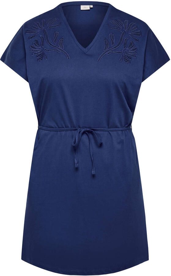 ONLY CARMAKOMA korte broderie zomerjurk Plus Size blauw