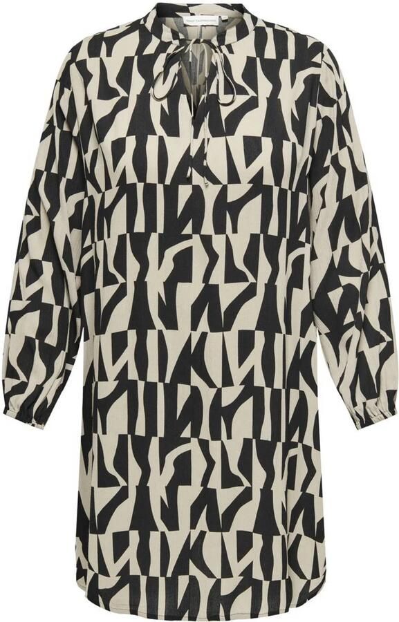 Only Carmakoma Grafische Driehoek Zwarte Jurk Black Dames