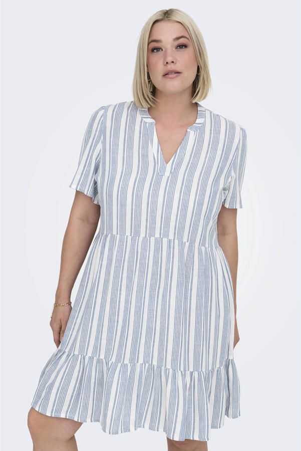 ONLY CARMAKOMA Mini-jurk CARTIRI-CARO S S V-NECK LIN DRESS TLR