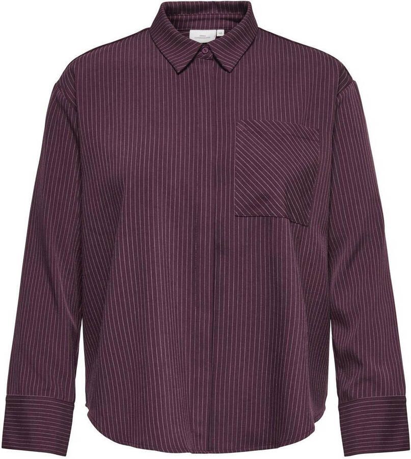 ONLY CARMAKOMA loose fit gestreepte blouse Plus Size donkerrood