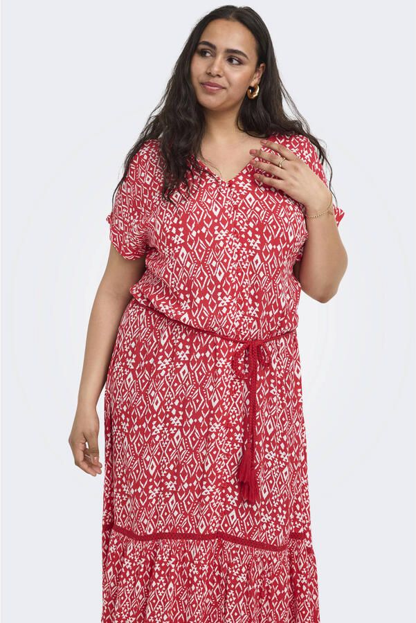 ONLY CARMAKOMA maxi jurk met print Plus Size rood