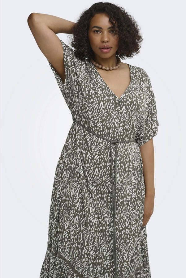 ONLY CARMAKOMA maxi jurk Plus Size met print donkergroen