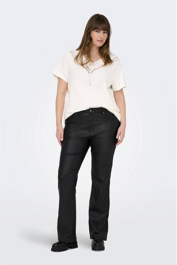 ONLY CARMAKOMA Imitatieleren broek CARBLUSH MID FLARED COATED PNT NOOS - Foto 2