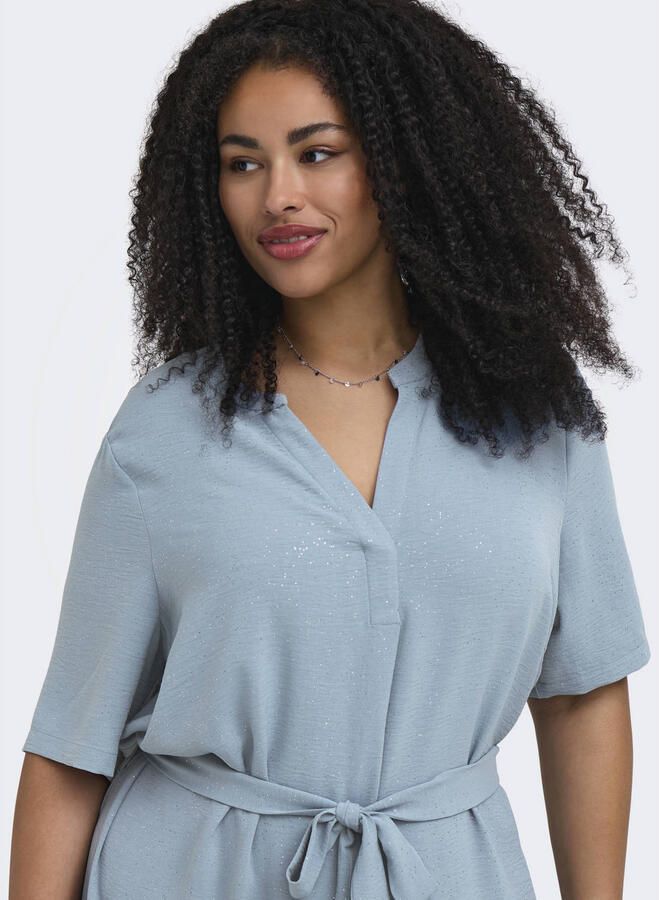 ONLY CARMAKOMA midi jurk met glitter lichtblauw
