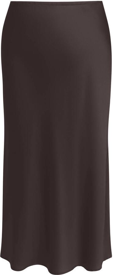 ONLY CARMAKOMA midi rok Plus Size donkerbruin - Foto 2