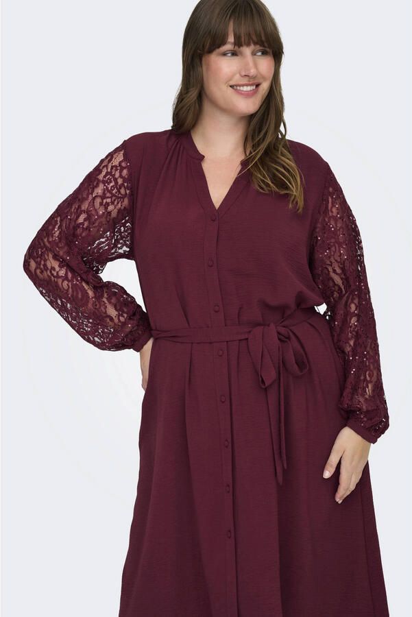 ONLY CARMAKOMA mini jurk donkerrood
