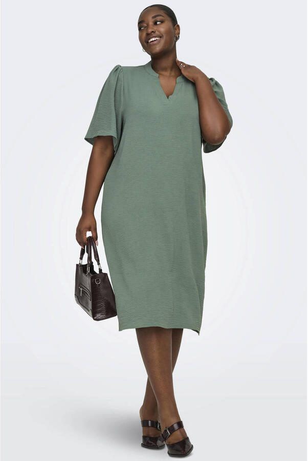 ONLY CARMAKOMA mini jurk groen - Foto 3