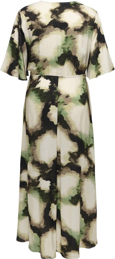 ONLY CARMAKOMA mini jurk met ceintuur plooien camouflage groen - Foto 3