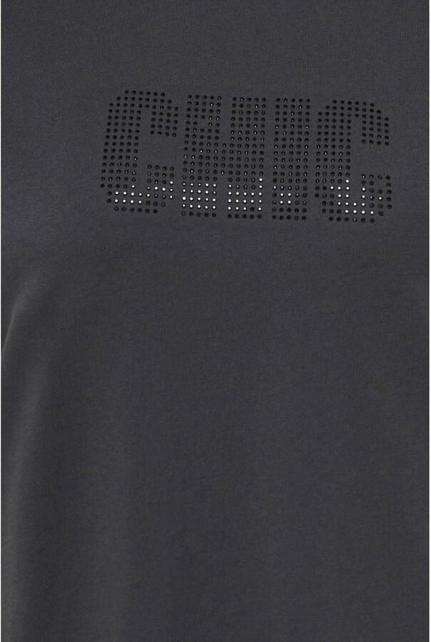 ONLY CARMAKOMA mini jurk met strass-steentjes en tekst Plus Size grijs - Foto 2