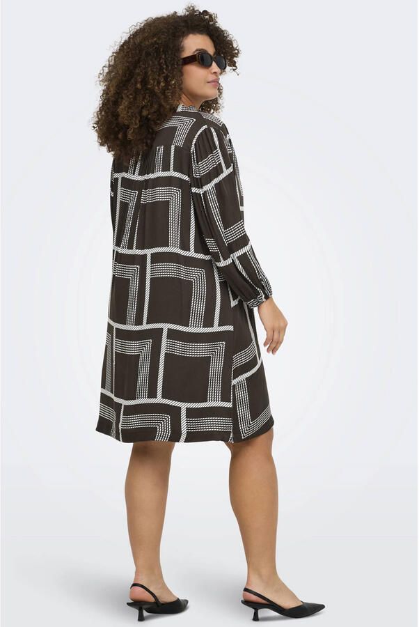 ONLY CARMAKOMA mini jurk Plus Size met print donkerbruin - Foto 2