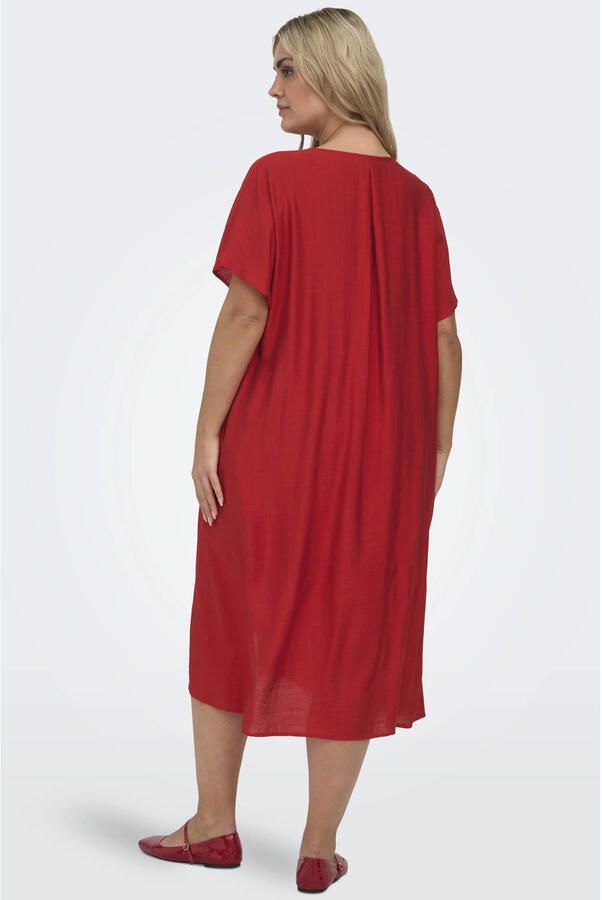ONLY CARMAKOMA mini jurk rood - Foto 3