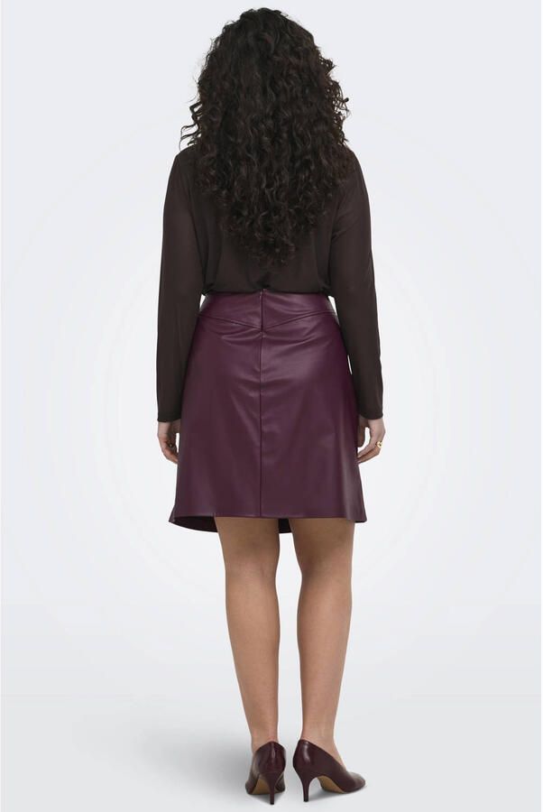 ONLY CARMAKOMA mini spijkerrok Plus Size donkerrood - Foto 3