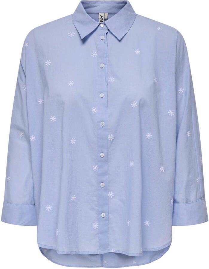 ONLY CARMAKOMA oversized blouse met borduursels en hartjes Plus Size lichtblauw