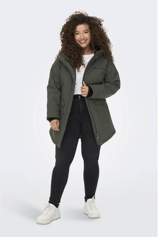 ONLY CARMAKOMA parka donkergroen - Foto 3