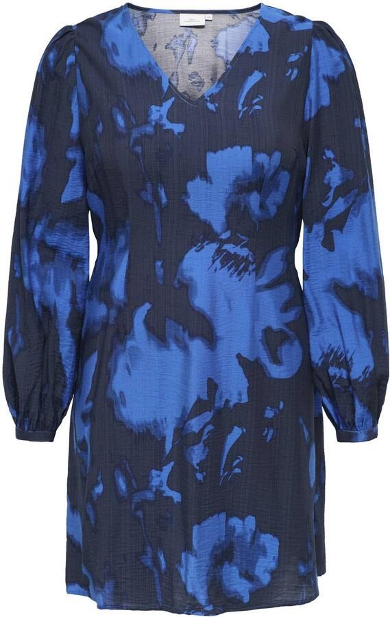 ONLY CARMAKOMA Plus Size A-lijn mini jurk met print donkerblauw