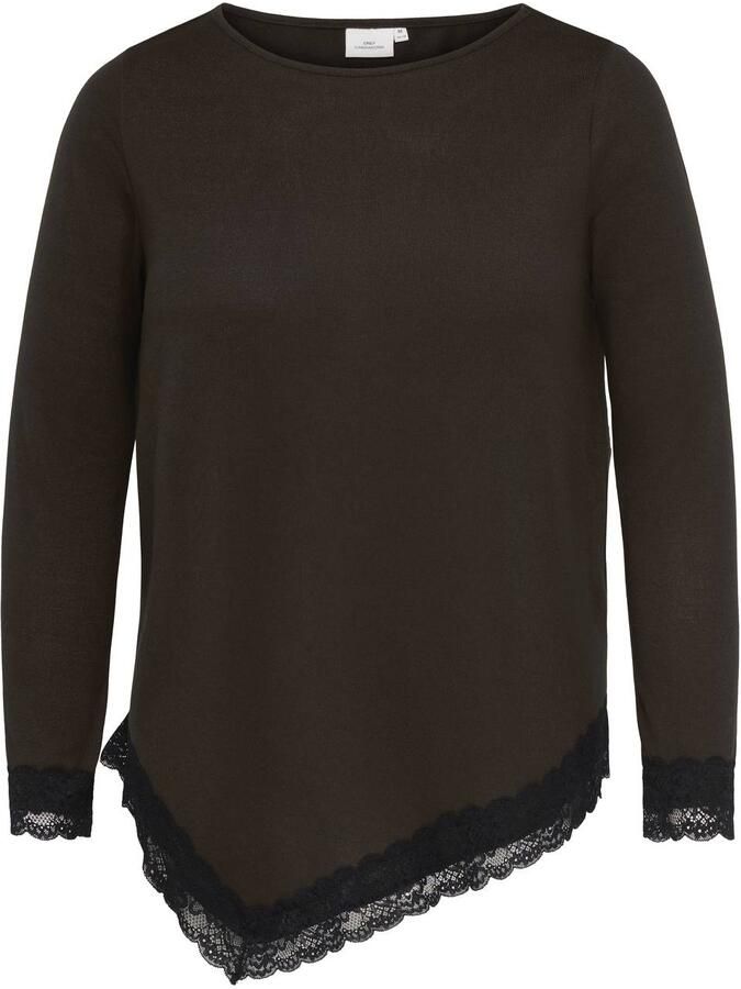 ONLY CARMAKOMA Plus Size asymmetrische top donkerbruin