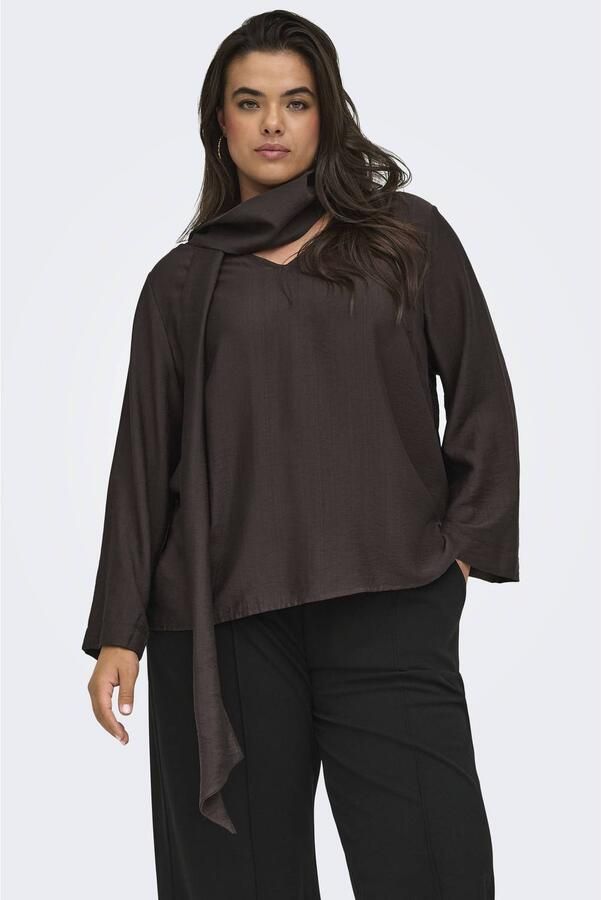 ONLY CARMAKOMA Plus Size blouse donkerbruin