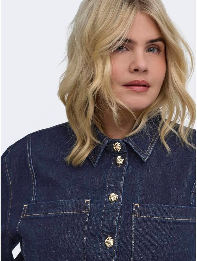 ONLY CARMAKOMA Plus Size denim blouse donkerblauw - Foto 2