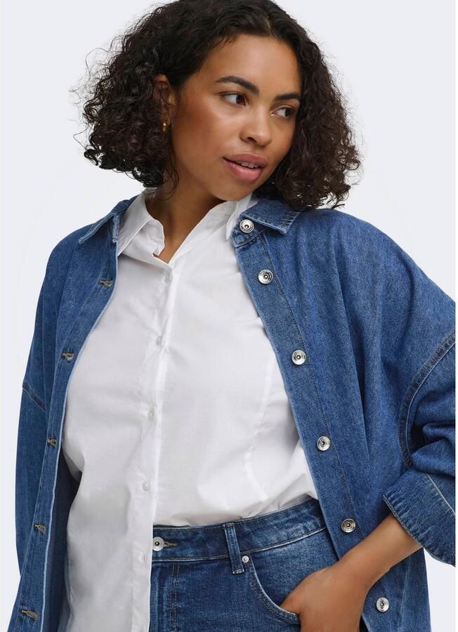 ONLY CARMAKOMA Plus Size denim blouse met franjes blauw - Foto 2