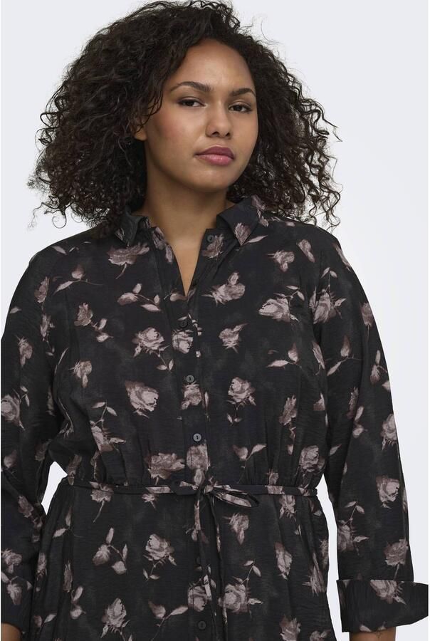 ONLY CARMAKOMA Plus Size gebloemde blousejurk donkerbruin