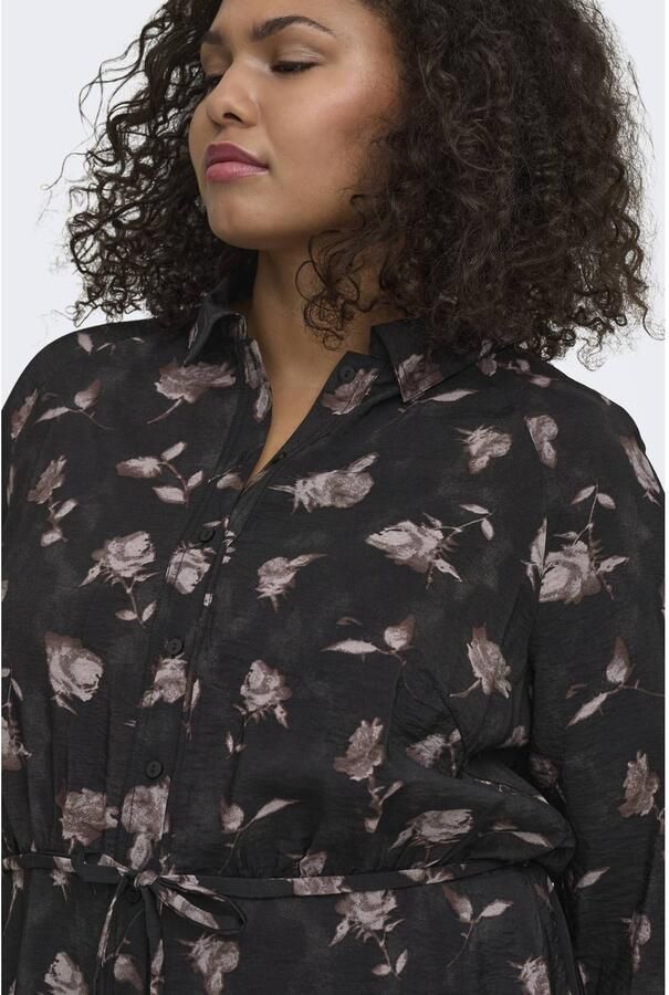 ONLY CARMAKOMA Plus Size gebloemde blousejurk donkerbruin - Foto 2