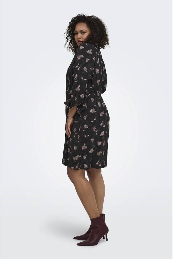 ONLY CARMAKOMA Plus Size gebloemde blousejurk donkerbruin - Foto 3