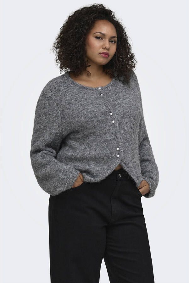 ONLY CARMAKOMA Plus Size gebreid vest grijs
