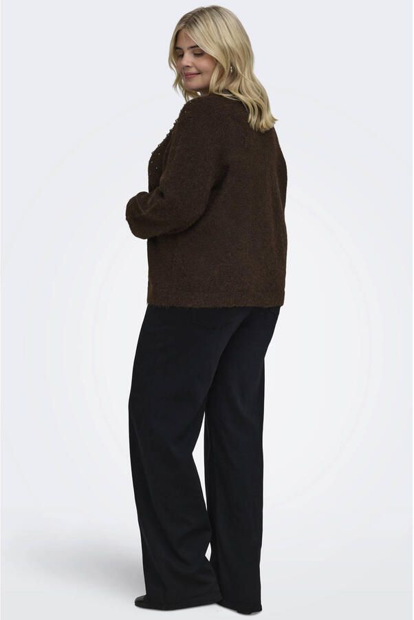ONLY CARMAKOMA Plus Size gebreid vest met wol donkerbruin - Foto 2