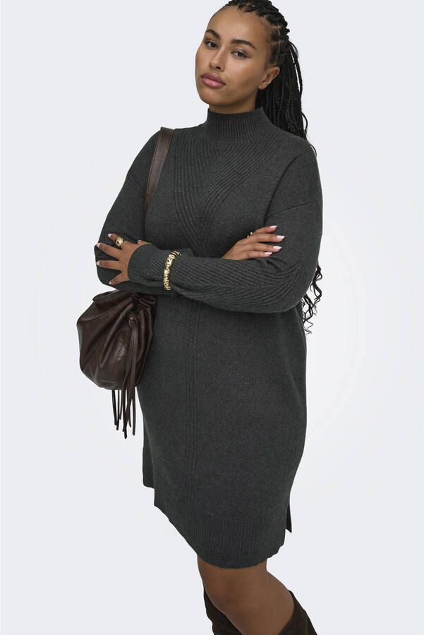 ONLY CARMAKOMA Plus Size gebreide coljurk grijs - Foto 3