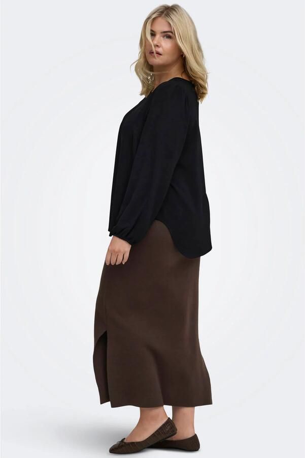 ONLY CARMAKOMA Plus Size gebreide midi rok bruin - Foto 2