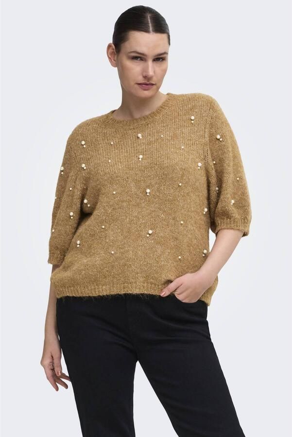 ONLY CARMAKOMA Plus Size gebreide pullover bruin