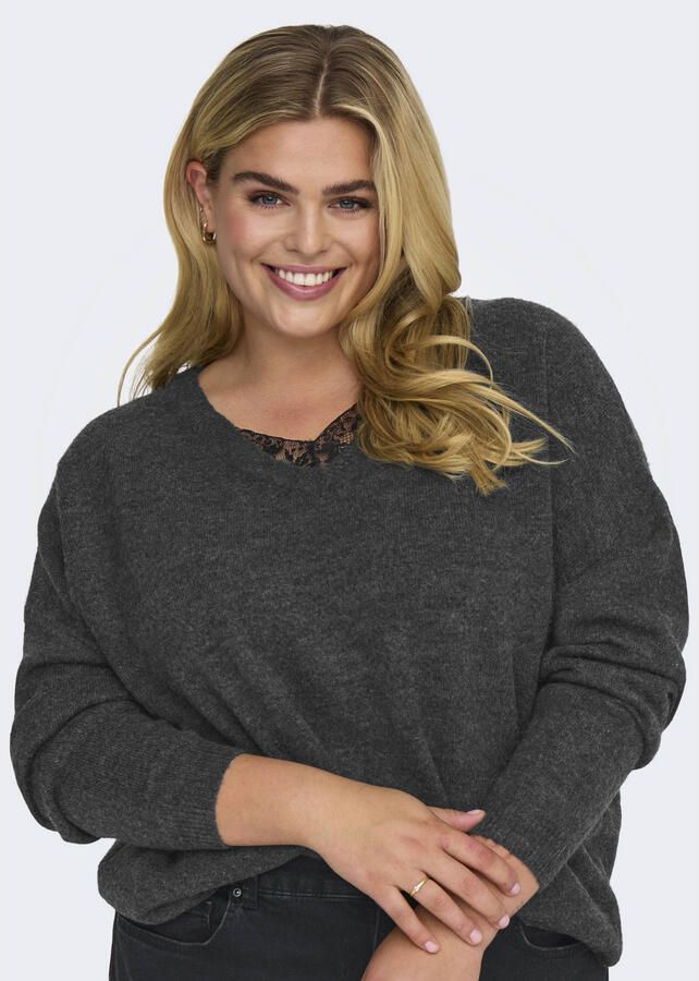 ONLY CARMAKOMA Plus Size gebreide trui grijs