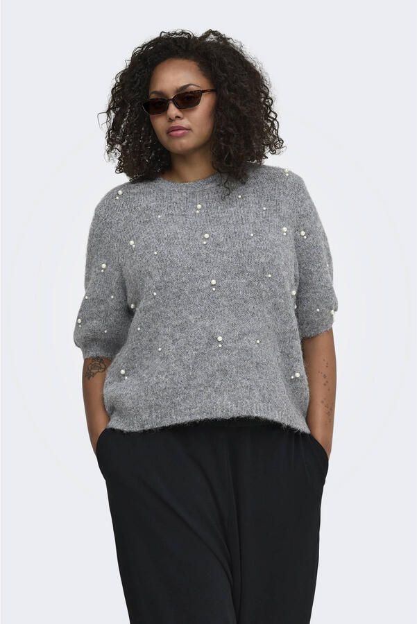 ONLY CARMAKOMA Plus Size gebreide trui grijs