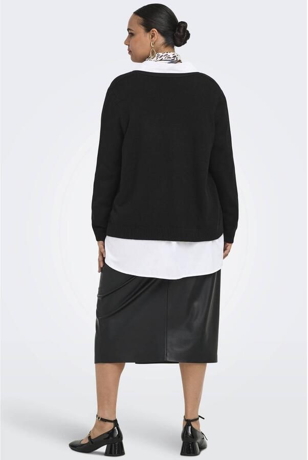 ONLY CARMAKOMA Plus Size gemêleerd gebreid vest zwart - Foto 3