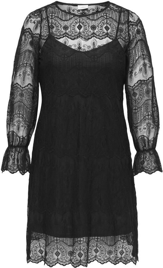 ONLY CARMAKOMA Plus Size kanten A-lijn mini jurk zwart