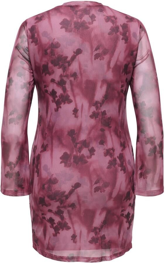 ONLY CARMAKOMA Plus Size mesh gebloemde mini jurk roze - Foto 3