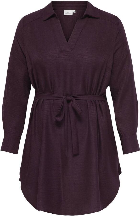 ONLY CARMAKOMA Plus Size mini blousejurk met ceintuur donkerrood