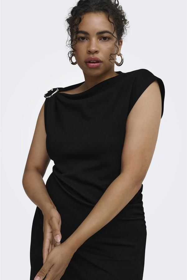 ONLY CARMAKOMA Plus Size one shoulder midi jurk zwart