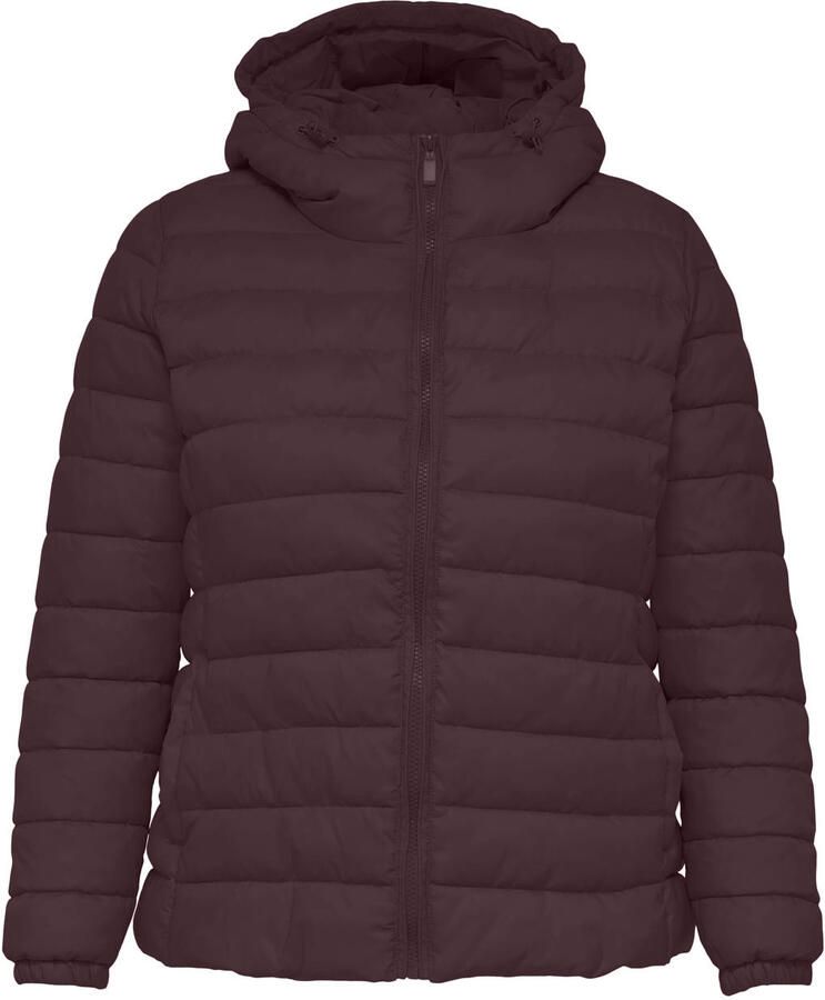 ONLY CARMAKOMA Plus Size quilted winterjas donkerrood