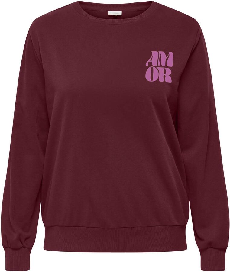 ONLY CARMAKOMA Plus Size rechtvallende sweater met print donkerrood