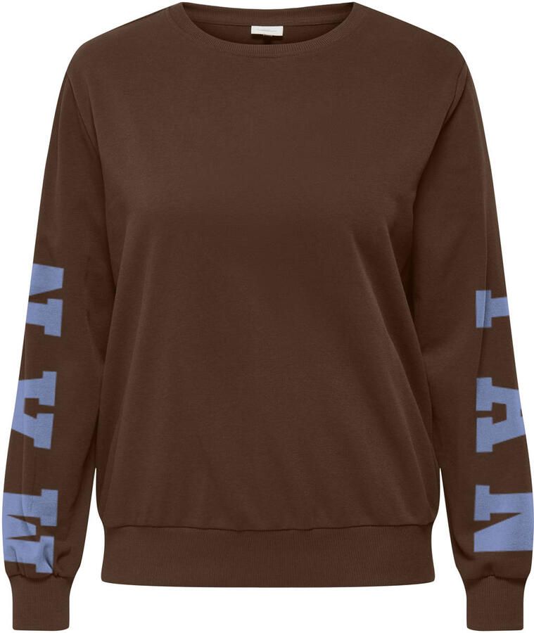 ONLY CARMAKOMA Plus Size rechtvallende trui met print donkerbruin