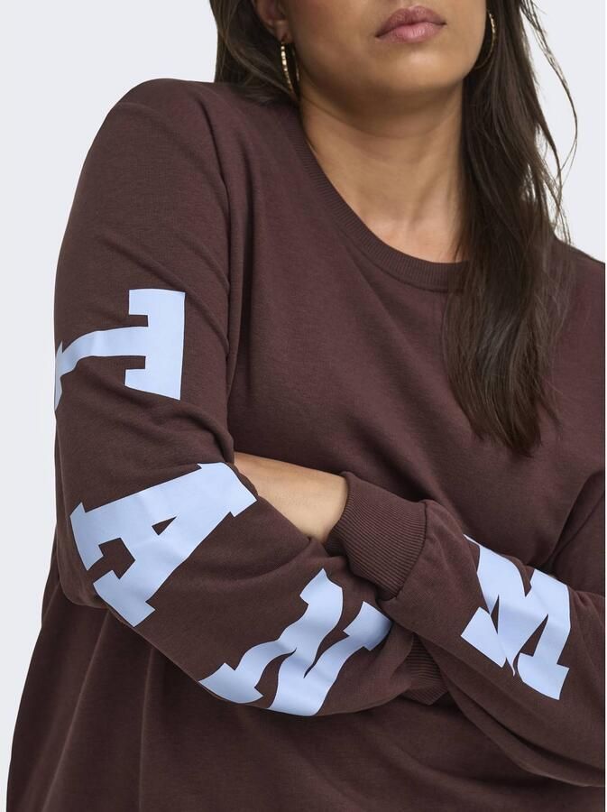 ONLY CARMAKOMA Plus Size rechtvallende trui met print donkerbruin - Foto 2