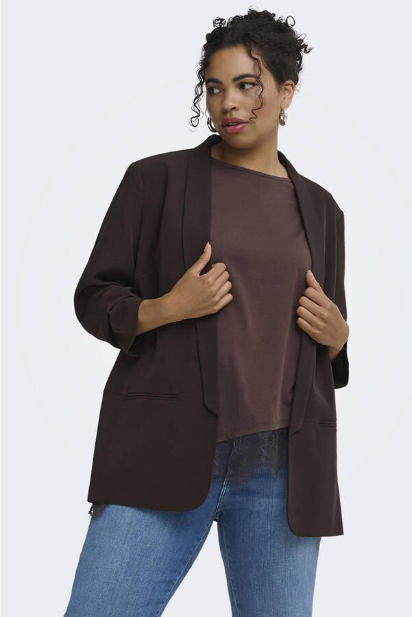 ONLY CARMAKOMA Plus Size regular blazer met plooien donkerbruin