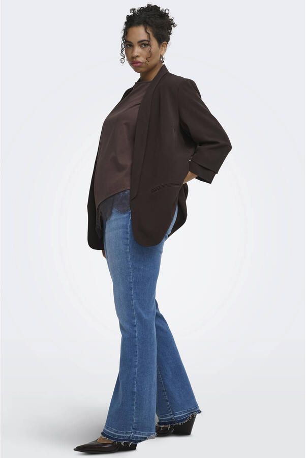ONLY CARMAKOMA Plus Size regular blazer met plooien donkerbruin - Foto 2