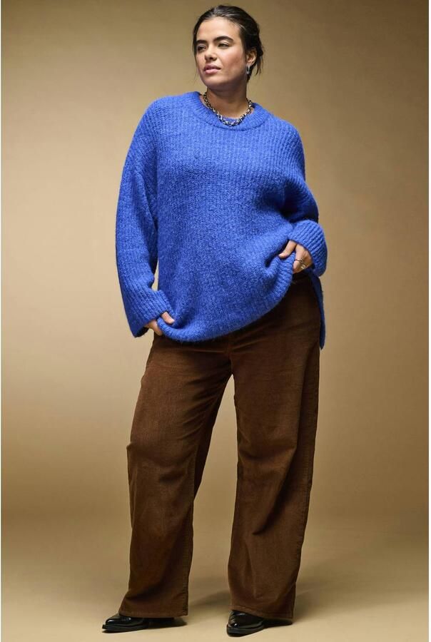 ONLY CARMAKOMA Plus Size regular fit gebreide trui met wol blauw